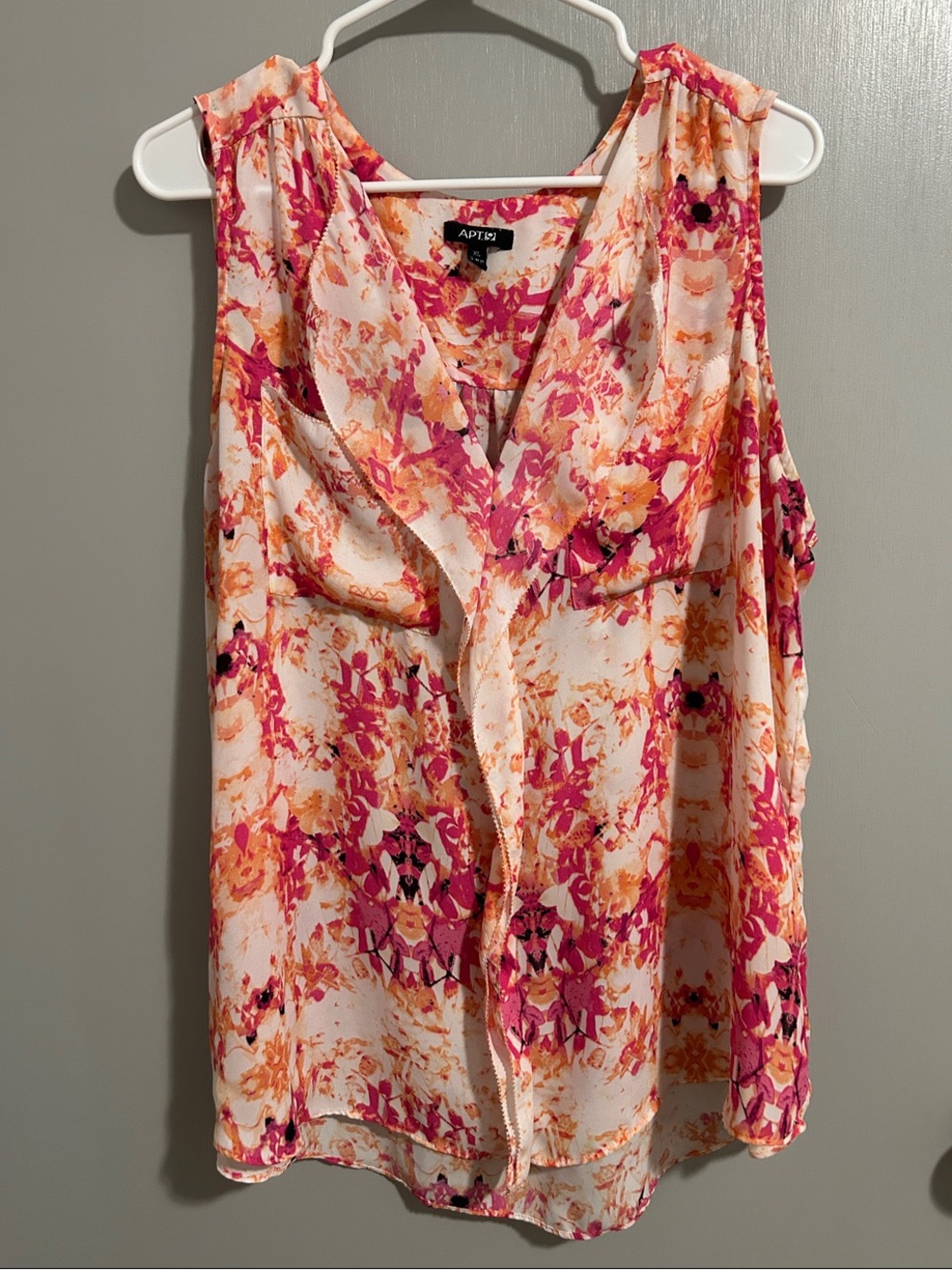 Apt. 9 Pink & Orange Floral Sleeveless Tank Top Size XL Boho Colorful